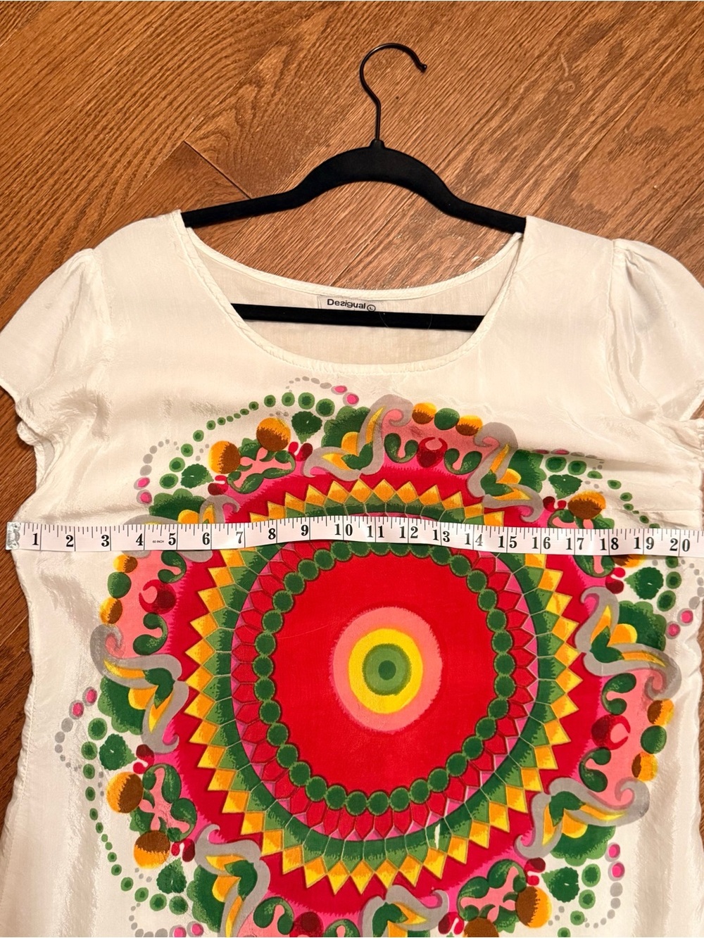 Desigual White Midi Dress with Bright Multicolor Mandalas - Picture 4 of 11